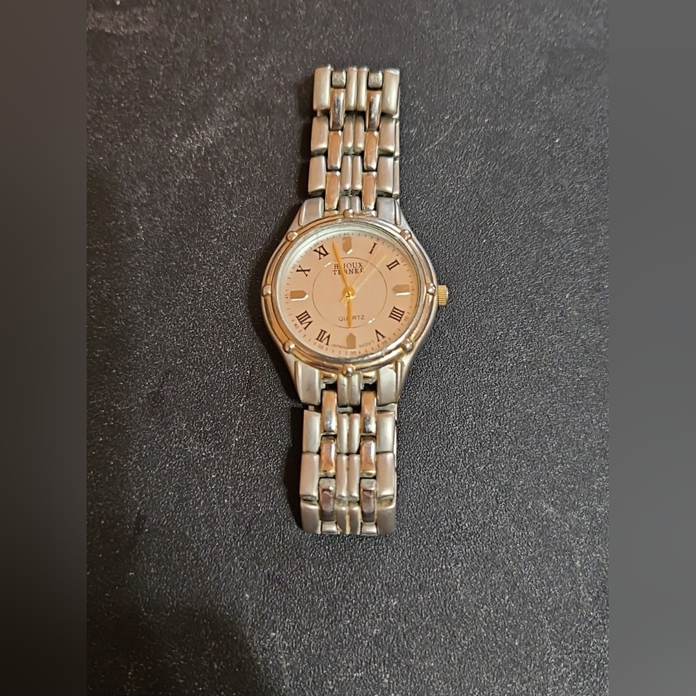 Womens Vintage Bijoux Terner Stainless Steel Quartz Watch. Tested & Works!